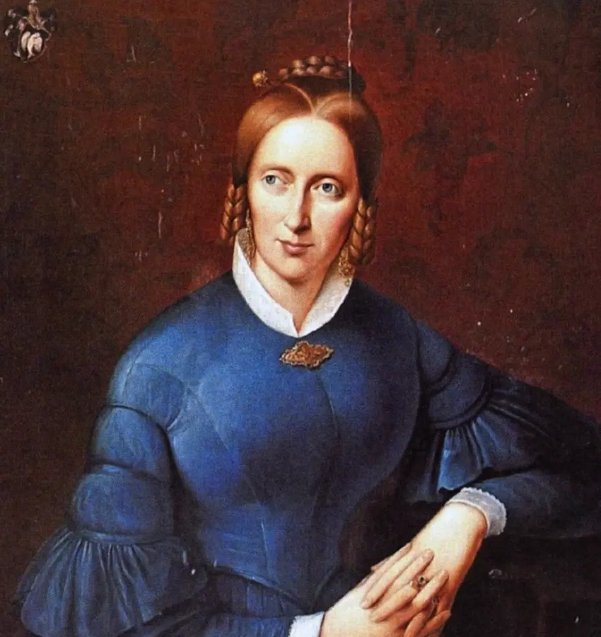 Painted portrait of Annette von Droste-Hülshoff, German poet in history