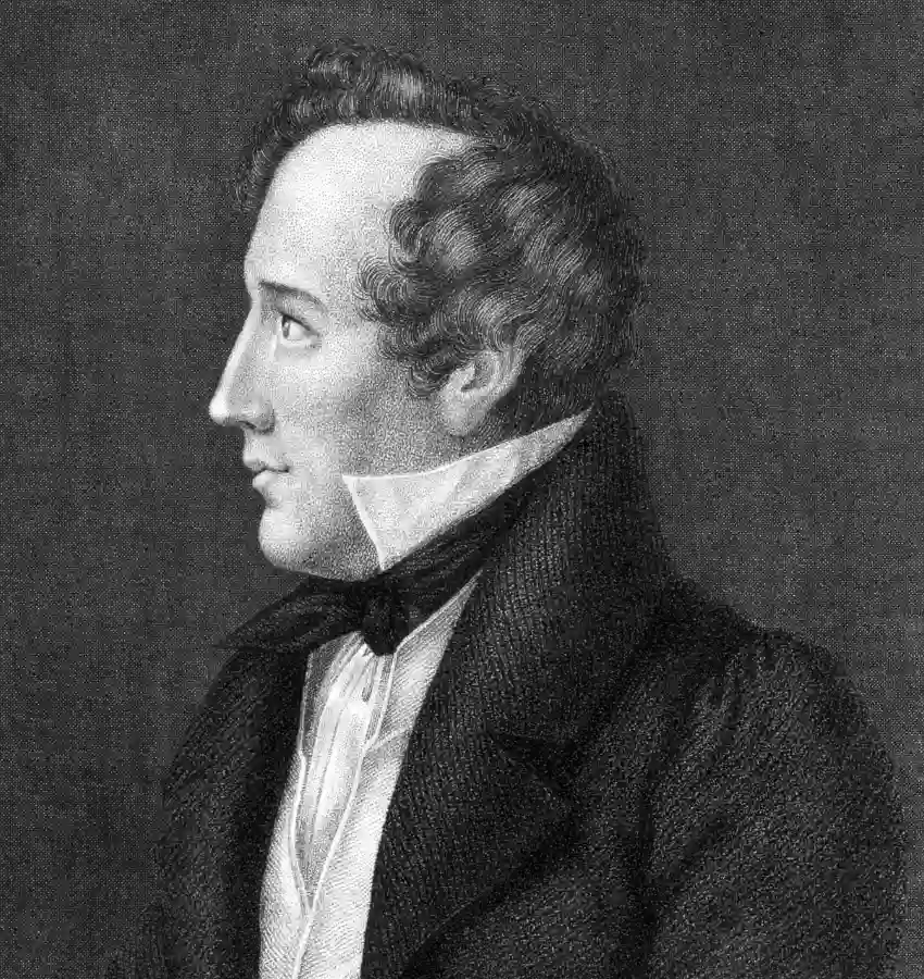 Portrait of Felix Mendelssohn Bartholdy, famous German composer in history