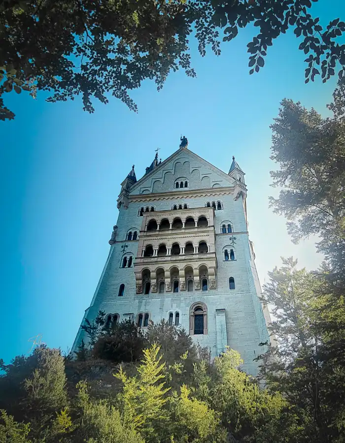 Neuschwanstein Castle in Bavaria for printable Germany coloring pages about famous landmarks