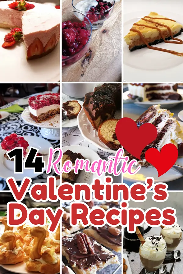 Collage of images showing German recipes for Valentine's dinner ideas