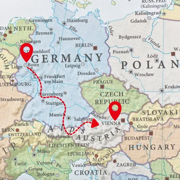Bonn to Vienna Map