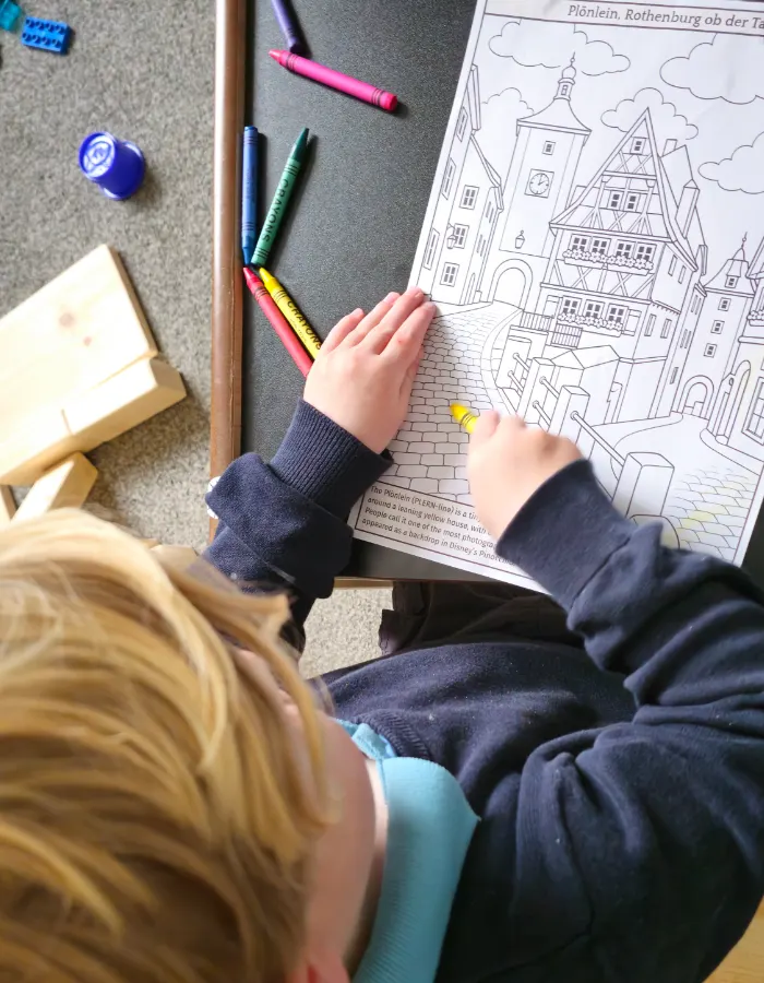 A child coloring on a Germany coloring page