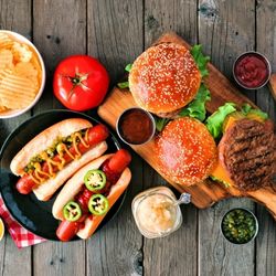 American Fourth of July food on a picnic table