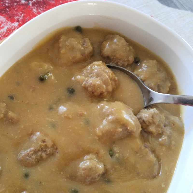 German Meatballs Recipe, Königsberger Klopse with sauce in a bowl
