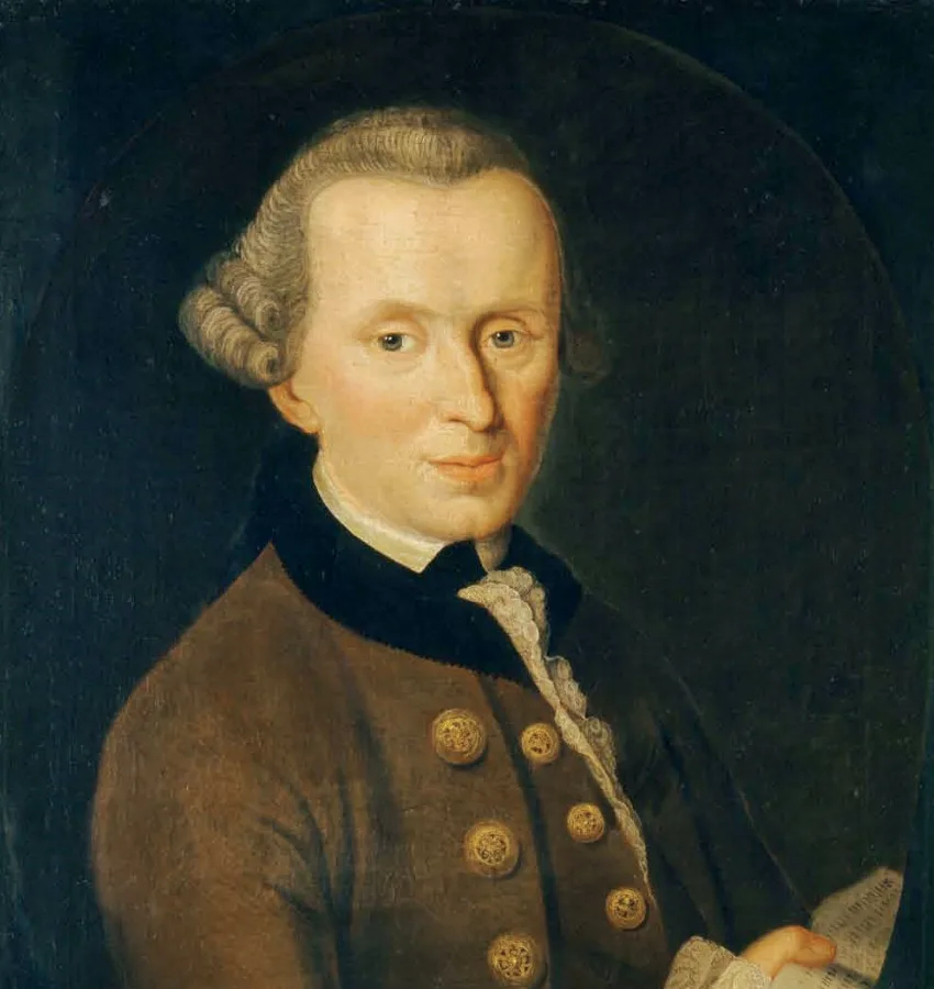 Painted portrait of Immanuel Kant, German Enlightenment philosopher in history