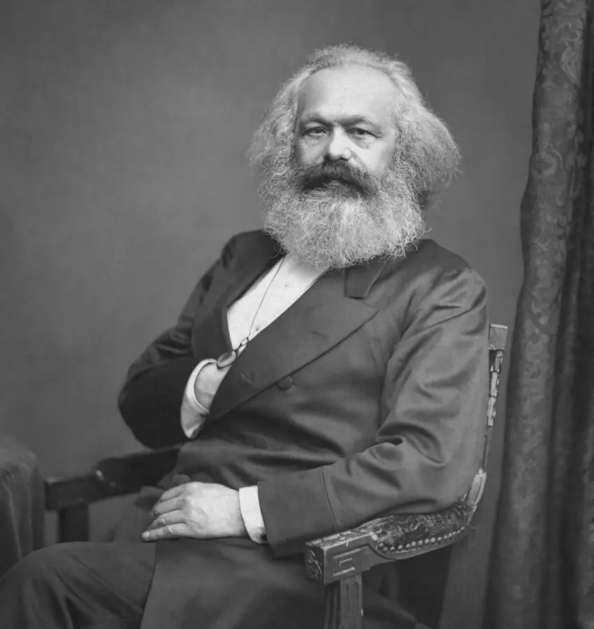 Portrait of Karl Marx, German political philosopher in history