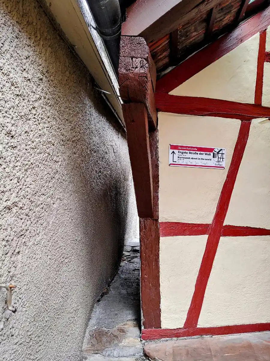 Spreuerhofstraße in Reutlingen, Germany, the world’s narrowest street between two buildings.