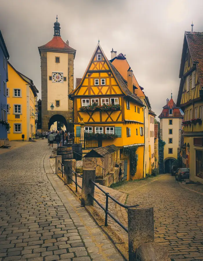 Plönlein in Rothenburg ob der Tauber with half-timbered houses for Germany coloring pages