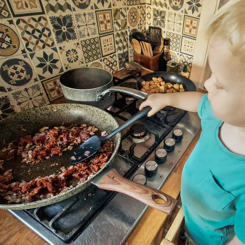 Eran's son in the kitchen