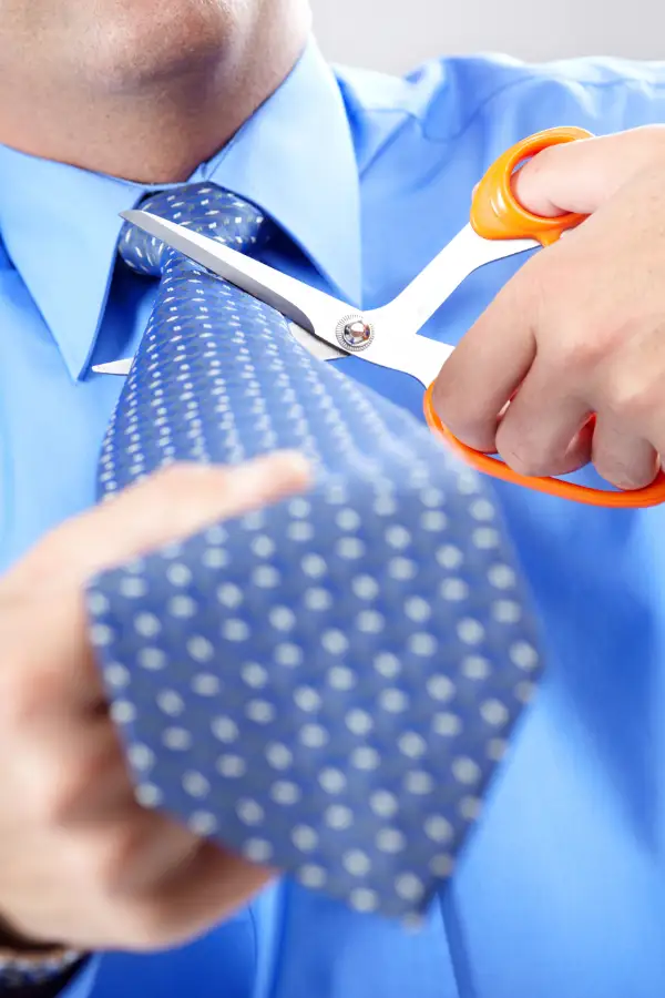 Scissors cutting a necktie for Weiberfastnacht, a Cologne Karneval tradition in Köln (Cologne)