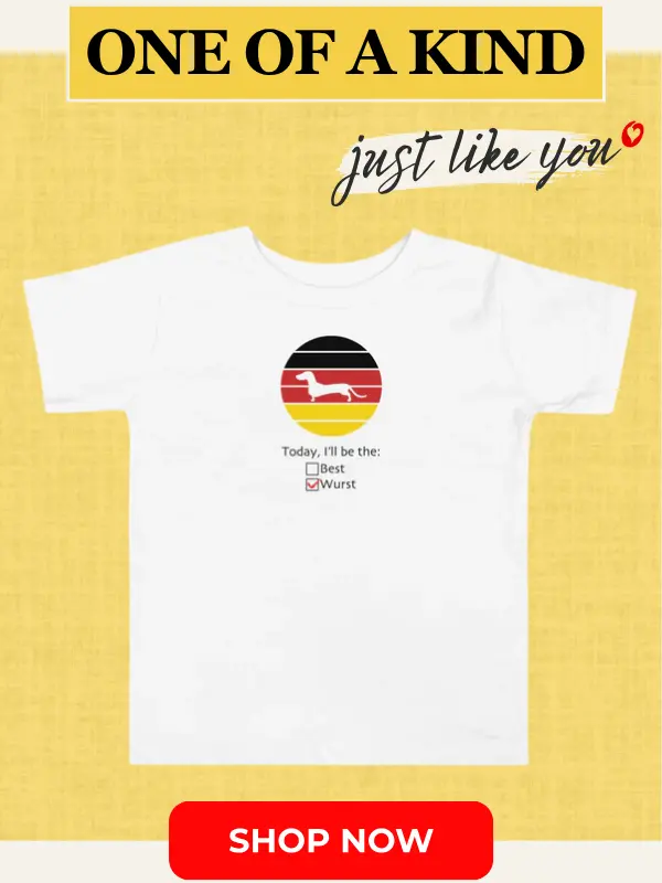 Advertisement for Toddler Tee with dachshund